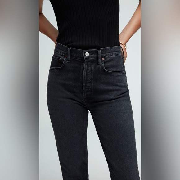 AGOLDE Riley High Rise Straight - Black - Size 23 - Picture 4 of 16